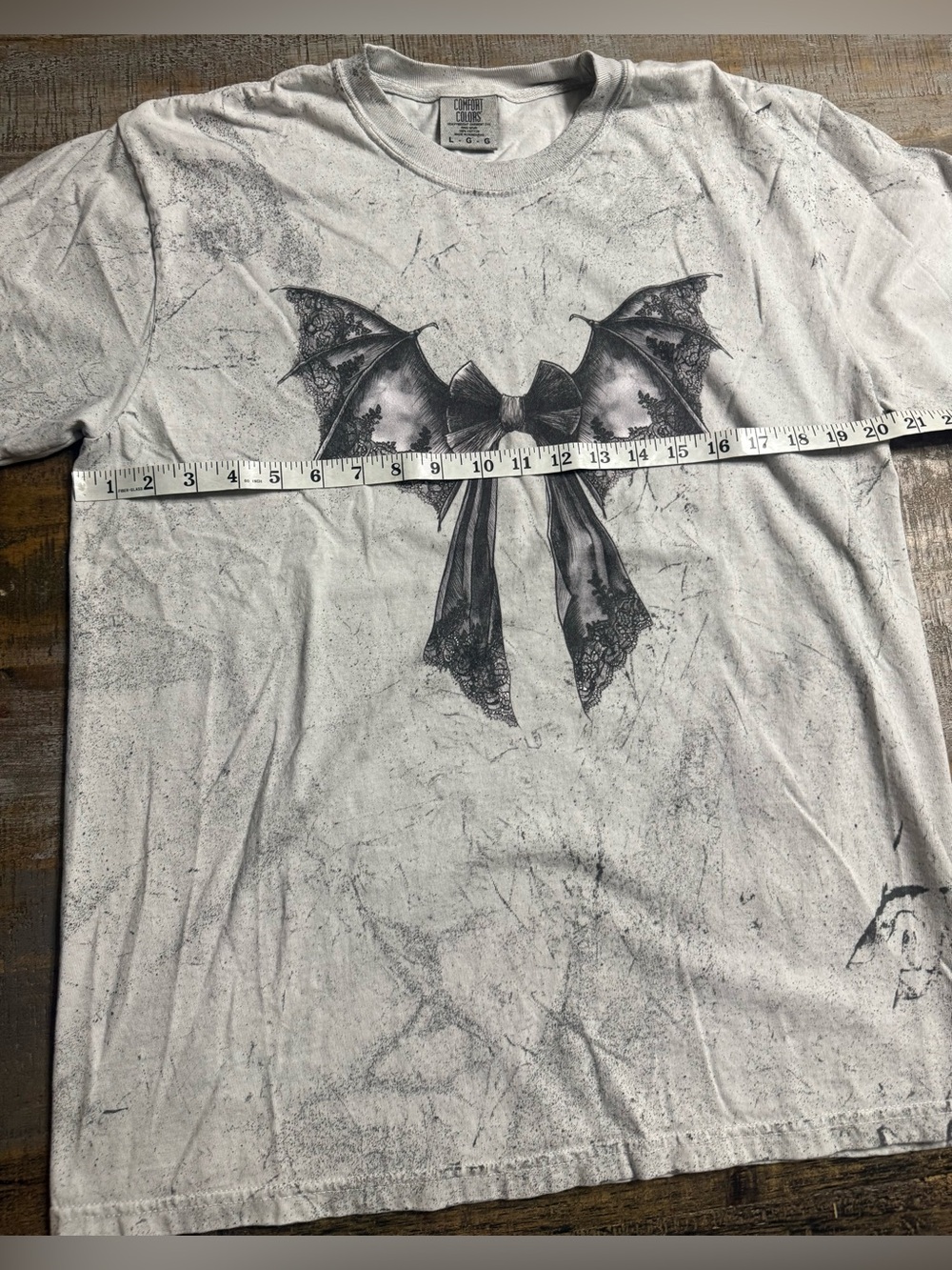 Comfort Colors smoke color blast Short Sleeve Tee with Bat Wing Bow Print - Picture 5 of 6